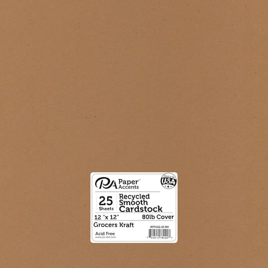 PA Paper&#x2122; Accents 12&#x22; x 12&#x22; 80lb. Recycled Cardstock, 25 Sheets